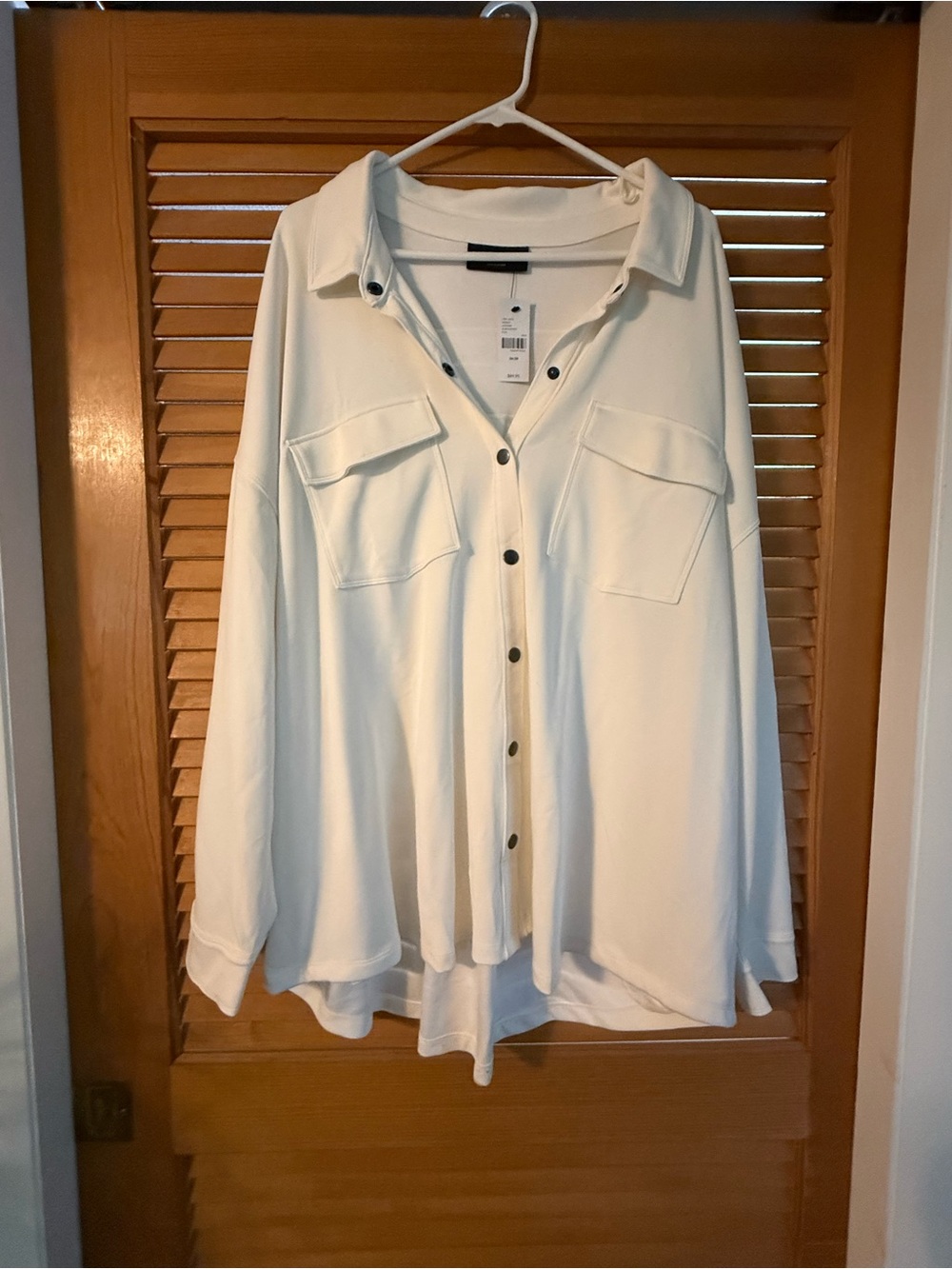 Lane Bryant Ivory Button-Down Shirt Jacket